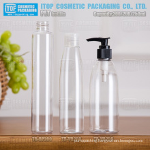 200ml-250ml beautiful round PET bottle with standard neck size eco-friendly cosmetics packaging bottle plastic clear